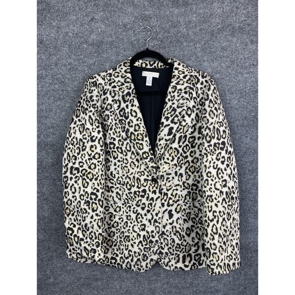 Chico's Jackets & Blazers - Chico's Women's Animal Print W/Gold Metallic L/S Blazer‎ Jacket 2 Large